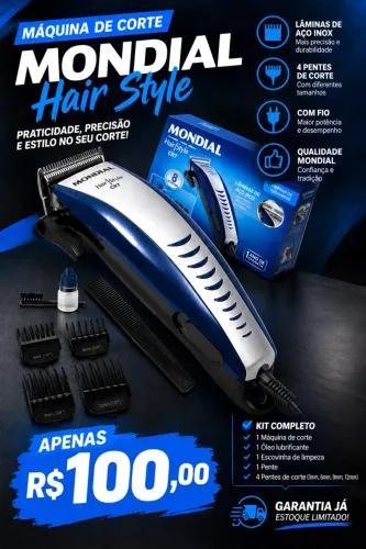 Máquina de Cortar Cabelo Mondial?R$100