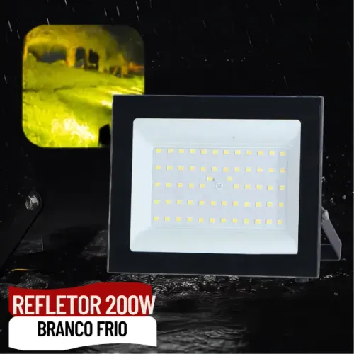 Refletor Holofote GRM Eco Pro LED 200W Branco Frio IP65 6500K Alta Potência - SCS05