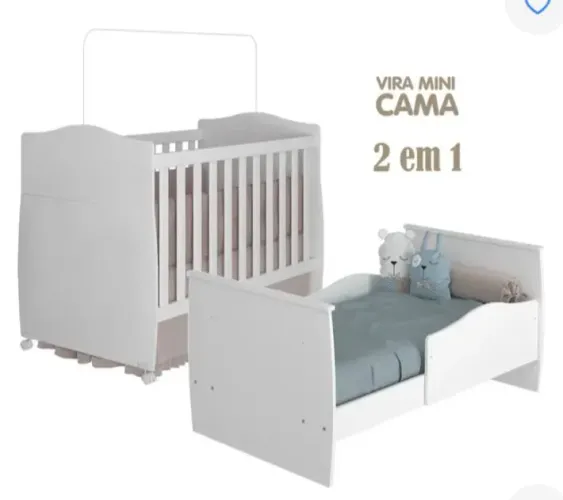 Berço 3em 1 vira mini cama na promoção