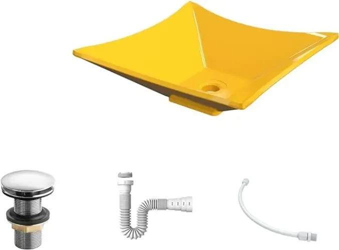 Kit Cuba L34 C/Válvula Click 1''G + Sifão Pvc + Flexível Amarelo