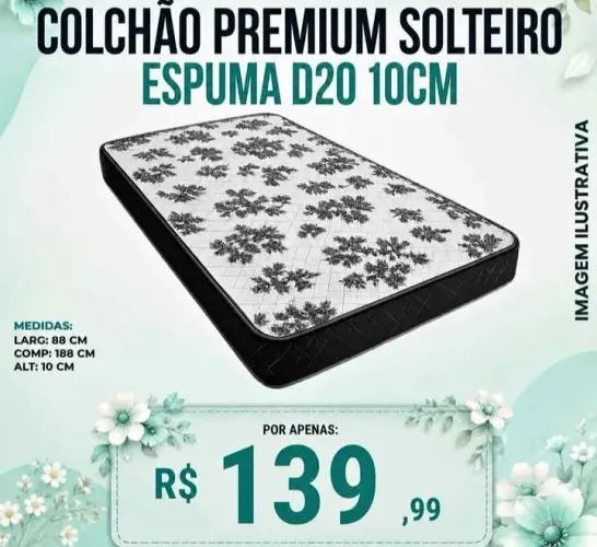 Colchão Premium solteiro D20 10cm de espuma (RJ)