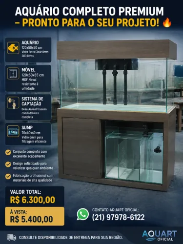 Aquário 120x50x50 cm* em vidro *Extra Clear 8mm 300 litros