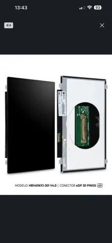 Tela De Notebook BOE HB140WX1-301 V4.0 - Conector eDP 30 Pinos