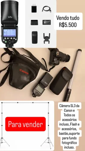 Câmera sl3 cânon+ acessórios
