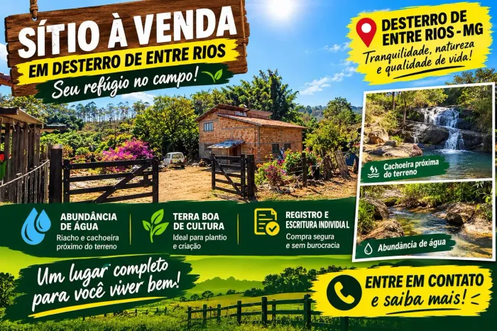 Ótimo sítio em desterro de entre rios com abundância de água.(Leia a descrição)