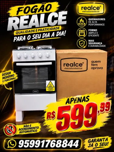 FOGÃO REALCE 4 BOCAS A GÁS COM FORNO ?