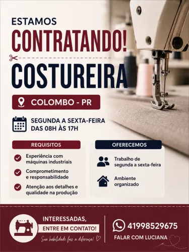 Contrata-se Costureira