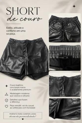 SHORTS COURO