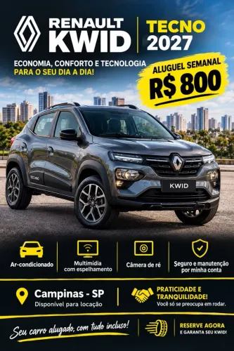 Renault Kwid Techno 2027 para Alugar - R$ 800/Semana - Campinas