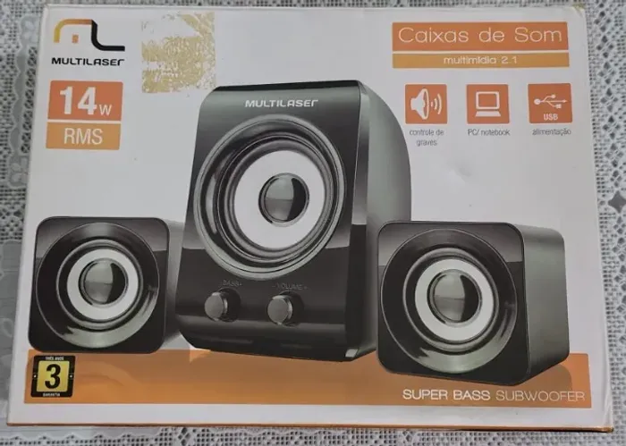Caixa de Som 2.1 USB 14w RMS Multilaser para PC / Notebook 