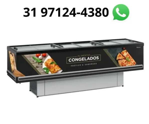 Ilha para Congelados 3M Vidro Reto Gelopar 220V