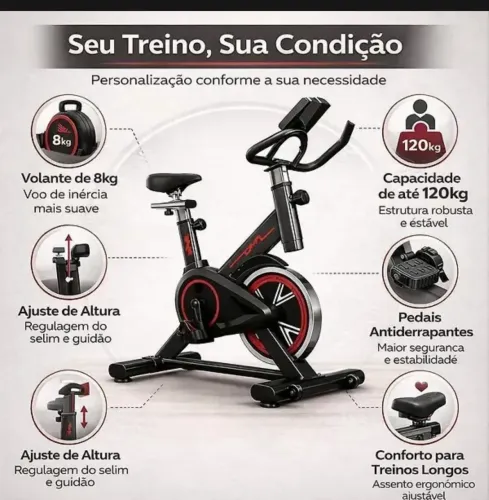 Vende-se bicicleta ergométrica spinner com suporte com 8kg