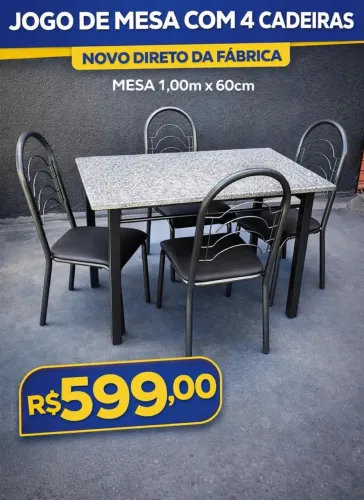 Conjunto mesa 4 cadeiras NOVO entrego