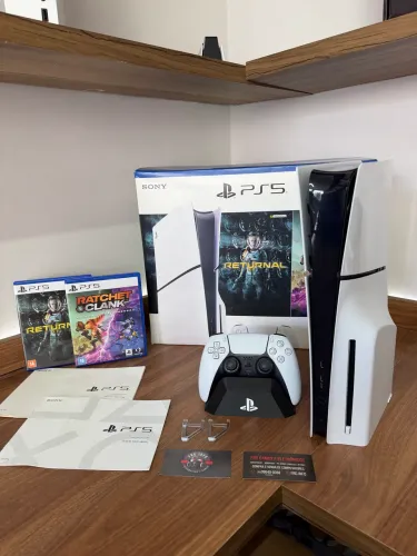 PS5 Slim Mídia Física 1TB (completo)