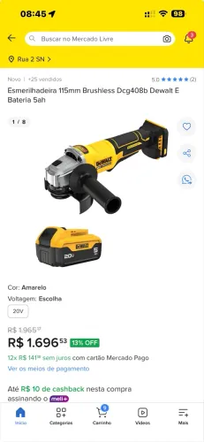DeWALT  esmerilhadeira 20v 115mm  