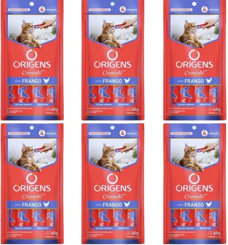 Origens Creminho Frango 24 tubos de 15g Petisco Cremoso Gatos