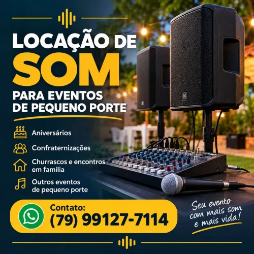 Locação de som para eventos de pequeno porte.
