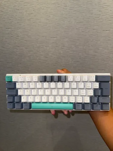 Teclado Mecânico kb500 machenike, cor verde, cinza, branco (switch marrom)