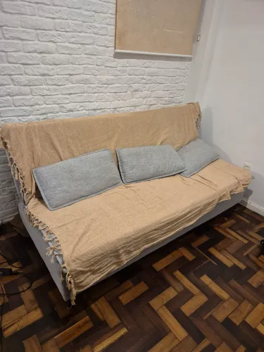 Ortobom Sofá Cama 3L Linho Cinza Gray