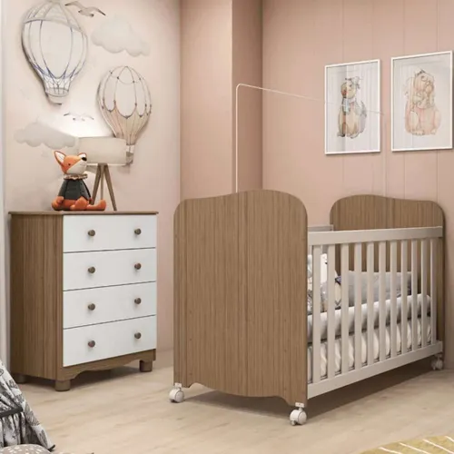 Conjunto enxoval berço e cômoda Europa