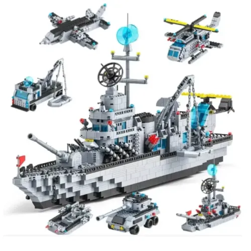 Blocos Montar 1650 Peças Navio De Guerra Da Marinha 6 Em 1