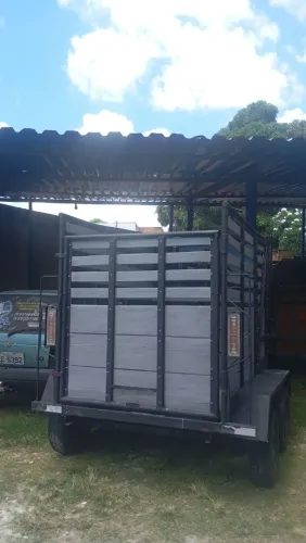 Reboque de dois eixos pra dois cavalos porta lateral