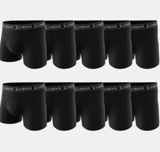 Kit 10 Cuecas Boxer Adulto Cor Preta Microfibra Plus Size