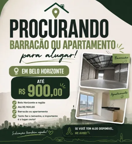 Procuro barracão ou apt por até 900