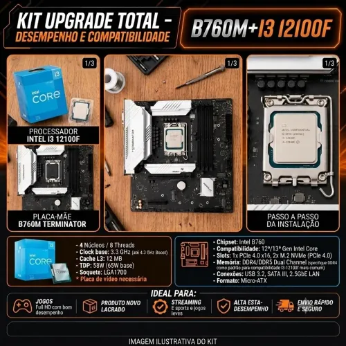 Placa mãe b760m + processador i3 12100f