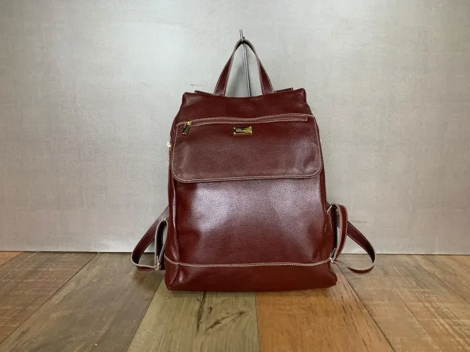 Mochila couro legítimo amarelle ref2406