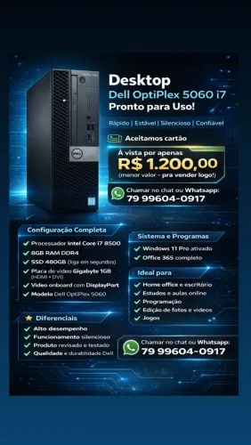Dell OptiPlex 5060 | i7 | SSD | Pronto para uso