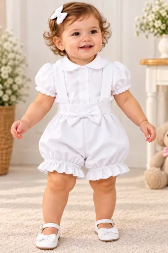 Conjunto Batizado Branco menina Bebe