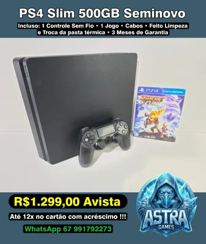 PS4 Slim 500GB Seminovo + Garantia Loja Astra Games !!!
