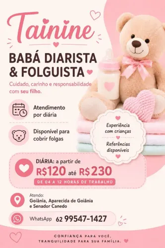 Babá disponível para diárias