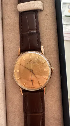 Relógio de Pulso Masculino Vintage Movado em Ouro 18k, Corda Manual, Calibre 125