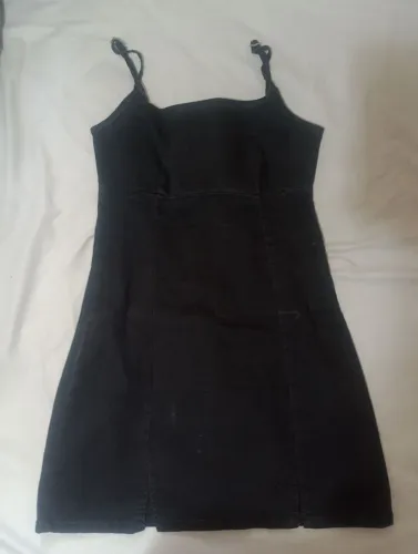 vestido curto jeans preto