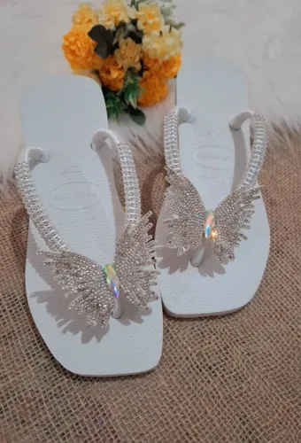 Havaianas square personalizadas luxo modelo borboletas