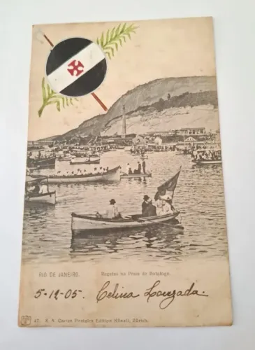 Cartão Postal C R Vasco Da Gama C/ Selo de 1905 Raríssimo <br>Carimbado Raríssimo (U