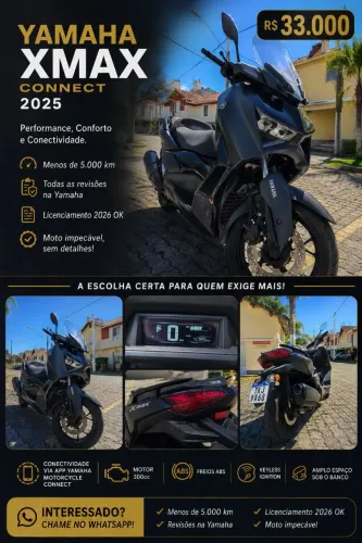 Yamaha XMAX 250 Connected 2025 | menos 5000 km | Revisões na Yamaha