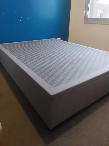 Cama box de casal com baú. Acabamento Suede - Super nova