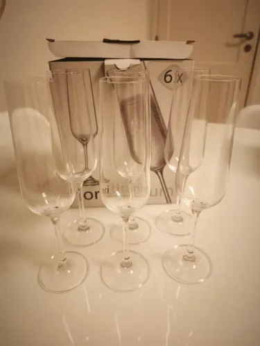 Jogo 6 Taças para Champagne Bohemia Royal Crystal Tori Titanium 210 ml - Novas