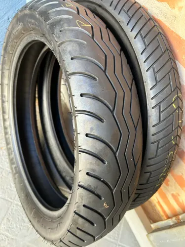 Par de pneus metzeler lasertec 130/80-18 traseiro e 100/90-18 dianteiro