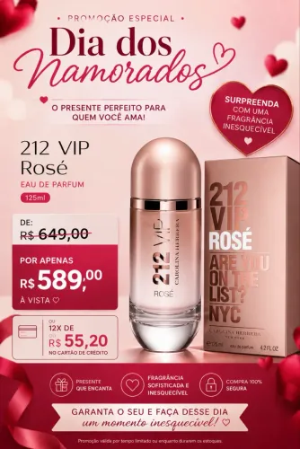 PROMOÇÃO! Perfume 212 VIP Rose Eau de Parfum - com Selo Adipec