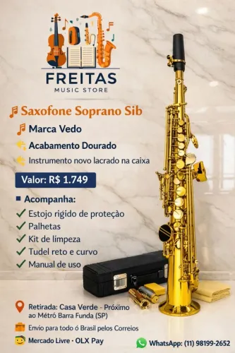 Saxofone Soprano Novo