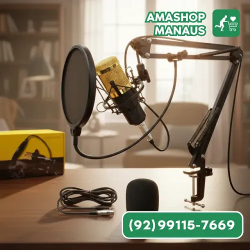 Microfone Condensador Profissional Leboss BM800 para Podcast e Estúdio