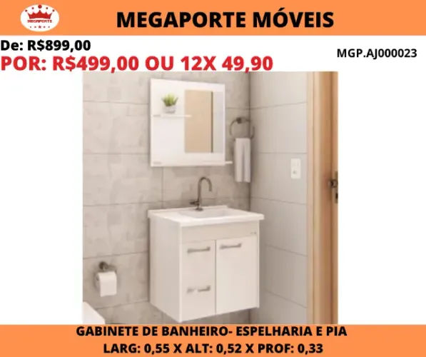 GABINETE DE BANHEIRO + ESPELHARIA