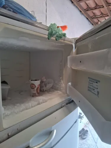 Quero vender essa geladeira ta pegando tudo em ordem em cima e em baixo por 250 negócio tb