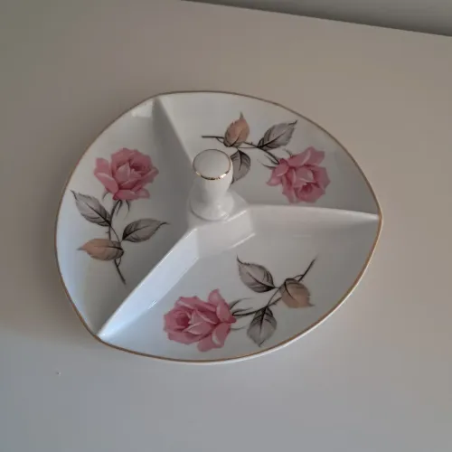 Petisqueira Vintage Schmidt com 3 divisórias e Estampa Floral