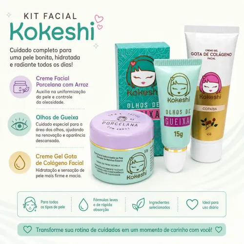 Kit Skincare Kokeshi Cuidado Essencial 3 Passos