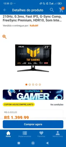 Asus tuf 210hz quad HD , 0,3 ms ips